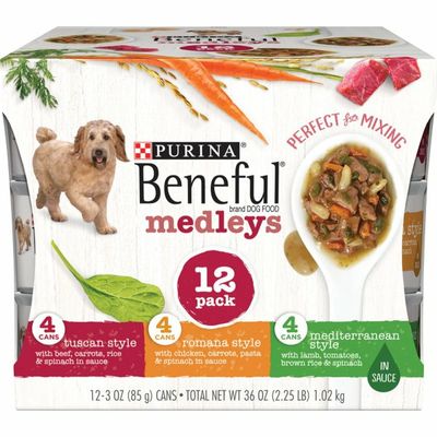 Purina Beneful Wet Dog Food Variety Pack, Medleys Tuscan, Romana & Mediterranean Style