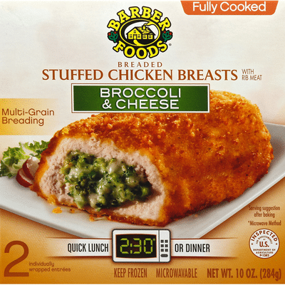 Barber Foods Chicken Breasts, Breaded Stuffed, Broccoli & Cheese