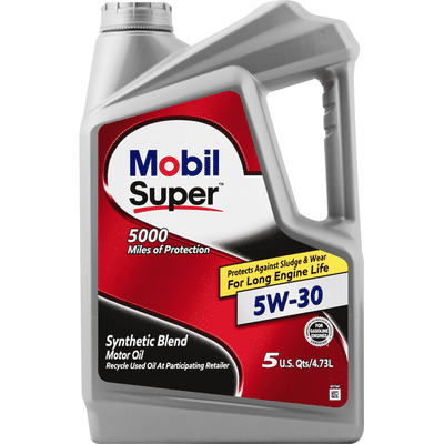 Mobil Motor Oil, 5W-30, Synthetic Blend