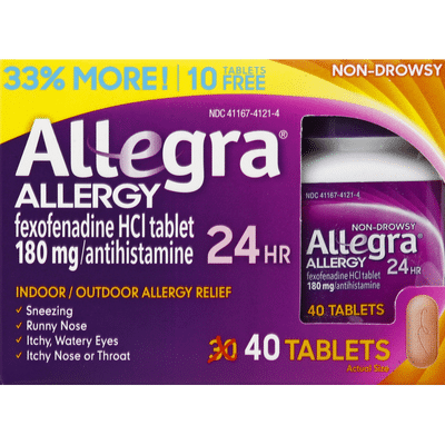Allegra Allergy, 24 Hour, 180 mg, Non-Drowsy, Tablets