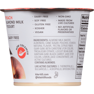 Kite Hill Yogurt, Dairy Free, Original, Almond Milk, Peach