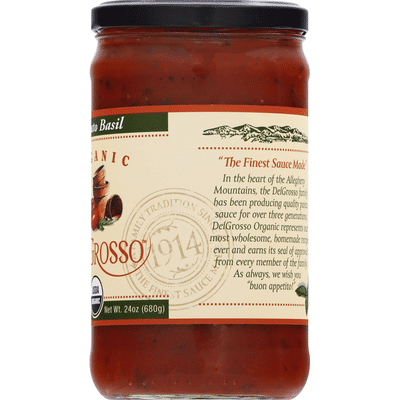 DelGrosso Pasta Sauce, Organic, Tomato Basil