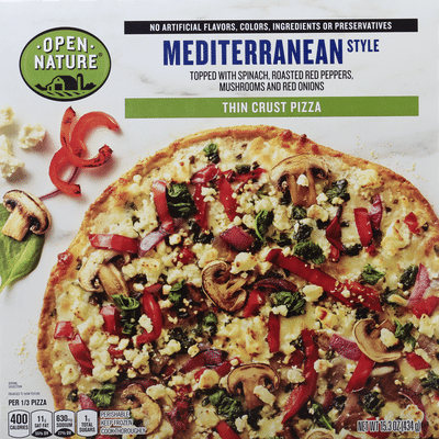 Open Nature Pizza, Thin Crust, Mediterranean Style