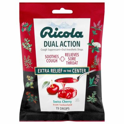 Ricola Cough Suppressant Drops, Dual Action, Swiss Cherry