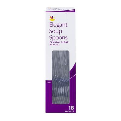 SB Elegant Soup Spoons Crystal Clear Plastic - 18 CT