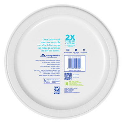 Dixie Paper Plates, 10 Inch Dinner Plate (Design May Vary)