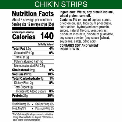Morning Star Farms Meatless Chicken Strips, Plant Based Protein Vegan Meat, Frozen Meal, Original