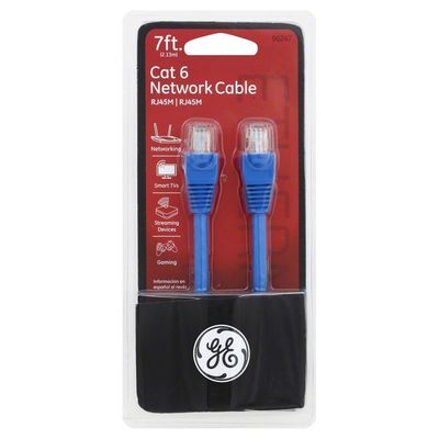 GE Network Cable, Cat 6, 7 Feet