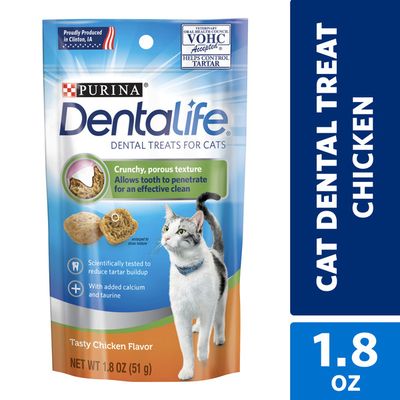 Purina DentaLife Made in USA Facilities Cat Dental Treats, Tasty Chicken Flavor