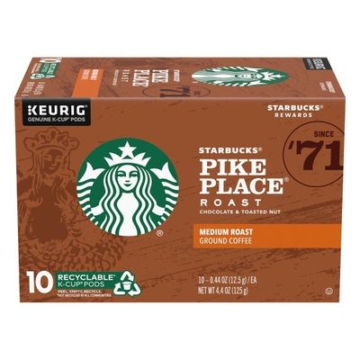 Starbucks Medium Roast K-Cup Coffee Pods — Pike Place Roast for Keurig Brewers