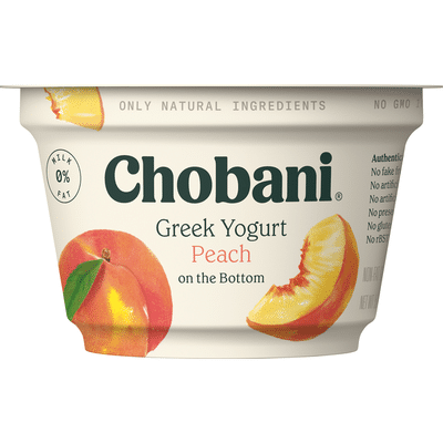 Chobani Yogurt, Greek, Non-Fat, Peach on the Bottom