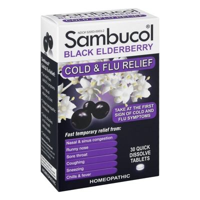 Sambucol Cold & Flu Relief, Black Elderberry, Quick Dissolve Tablets