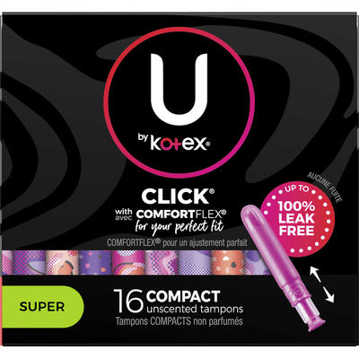 U by Kotex Click Compact Tampons, Super Absorbency, Unscented