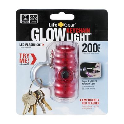 Life + Gear Glow Keychain LED Flashlight 200 Hrs Red