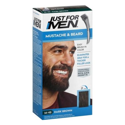 Just For Men Easy Brush-In Color, Mustache & Beard, Dark Brown M-45