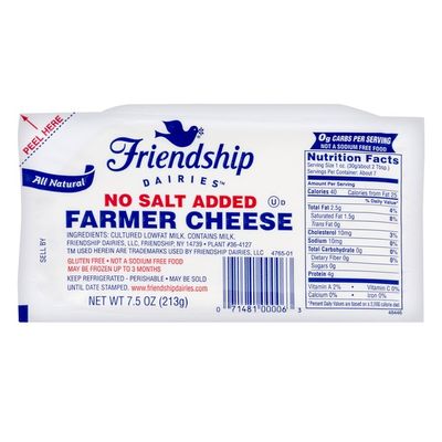 Friendship Cheese, Farmer, No Salt Added