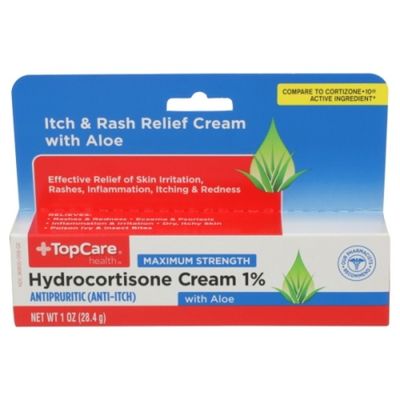 TopCare Maximum Strength Hydrocortisone 1% Antipruritic Itch & Rash Relief With Aloe Cream