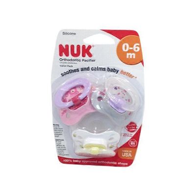 Nuk 0 To 6 Month Old Assorted Style Orthodontic Pacifiers Pack 3 Ct Delivery Or Pickup Near Me Instacart