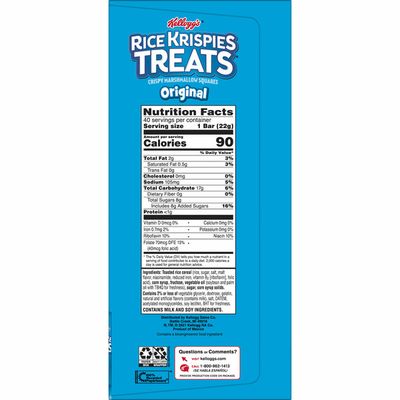 Kellogg's Rice Krispies Treats Marshmallow Snack Bars, Kids Snacks, School Lunch, Original