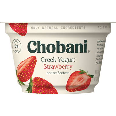 Chobani Yogurt, Greek, Non-Fat, Strawberry on the Bottom