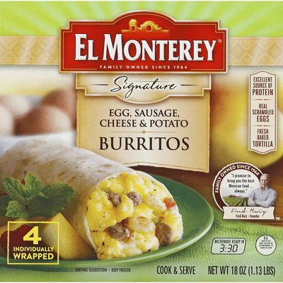 El Monterey Burritos, Egg, Sausage Cheese & Potato