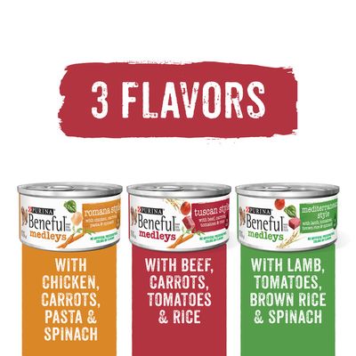 Purina Beneful Wet Dog Food Variety Pack, Medleys Tuscan, Romana & Mediterranean Style