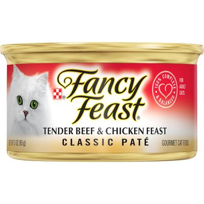 Fancy Feast Grain Free Pate Wet Cat Food, Tender Beef & Chicken Feast