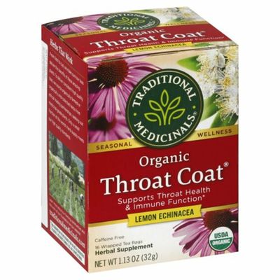Traditional Medicinals Organic Throat Coat Lemon Echinacea, Caffeine Free Herbal Tea