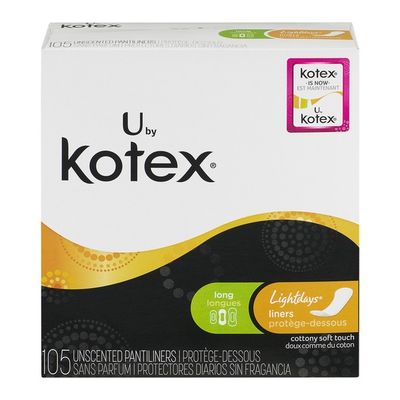 U by Kotex Lightdays Unscented Pantiliners Long - 105 CT