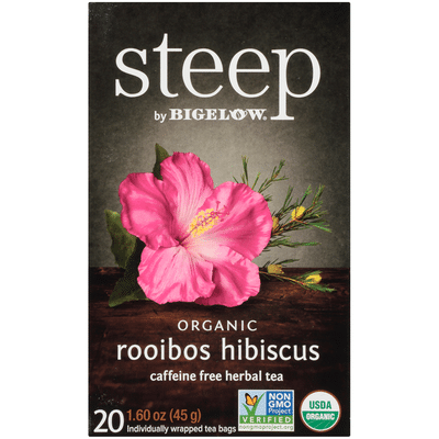 Steep By Bigelow Organic Rooibos Hibiscus Caffeine Free Herbal Tea