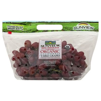 Sunview Grapes, Table, Certified Organic, Red, Seedless
