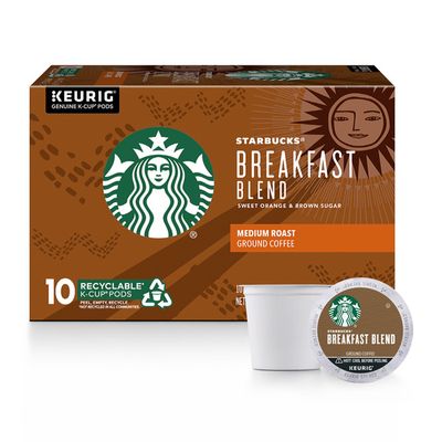 Starbucks Medium Roast K-Cup Coffee Pods — Breakfast Blend for Keurig Brewers