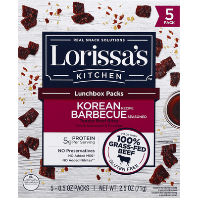 Lorissas Kitchen Beef Bites Tender Korean Recipe Barbecue Seasoned Lunchbox Packs 5 Pack 5 Each Instacart