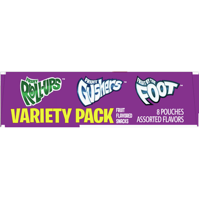 Fruit Roll-Ups Fruit by the Foot, Gushers, Fruit Snacks Variety Pack, 8 Count
