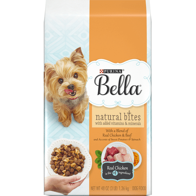 Purina Bella Natural Small Breed Dry Dog Food, Natural Bites With Real Chicken & Beef