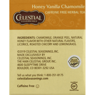 Celestial Seasonings Honey Vanilla Chamomile Caffeine Free Herbal Tea Bags