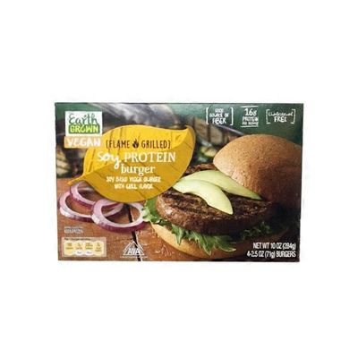 Earth Grown Vegan Soy Based Veggie Burger With Grill Flavor
