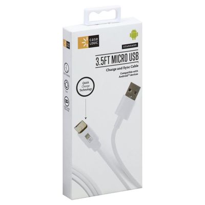 Case Logic Charge and Sync Cable, Micro USB, Standard, 3.5 Feet