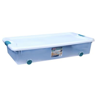 Sterilite Latching Box, Wheels, White, 56 Quarts