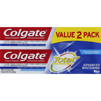 Colgate Toothpaste, Anticavity, Antigingivitis and Antisensitivity, Advance Whitening, Value 2 Pack