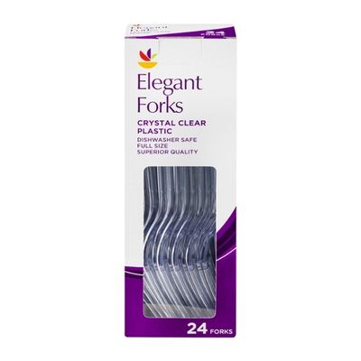 SB Elegant Forks Crystal Clear Plastic - 24 CT