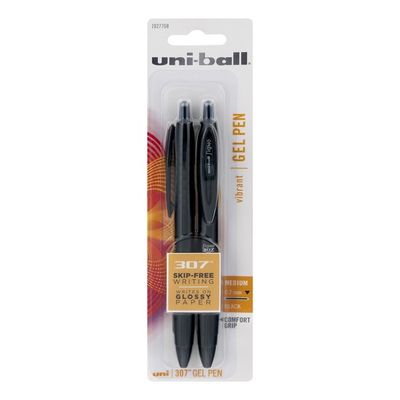 Uni-ball 307 Gel Pen Skip-Free Medium 0.7 mm Black - 2 CT