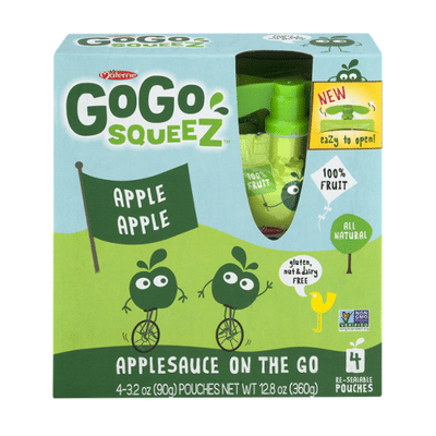 GoGo Squeez Applesauce, Apple Apple, 4 Pack