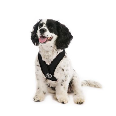Gooby Large Black Choke Free X Frame Soft Harness with Micro Suede Trimming for Small Dogs