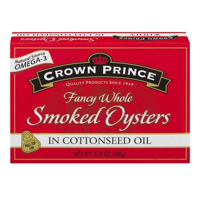 Crown Prince Fancy Whole Smoked Oysters in Cottonseed Oil