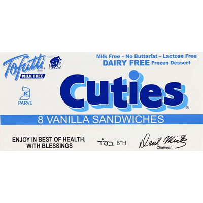 Cuties Tofutti Dairy Free Frozen Dessert Sandwiches Vanilla - 8 CT