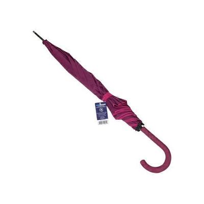 48" Auto Open Stick Umbrella With Curved Wood Hand