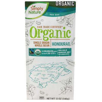 Simply Nature Fair Trade Organic Honduran Whole Bean Coffee