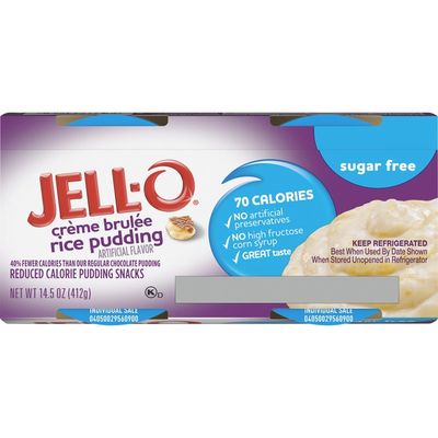 Jell-O Creme Brulee Sugar Free Ready-to-Eat Rice Pudding Snacks