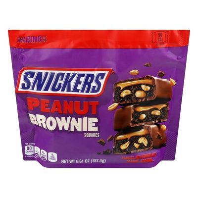 Snickers Peanut Brownie Squares Fun Size Chocolate Candy Bars Sharing Size